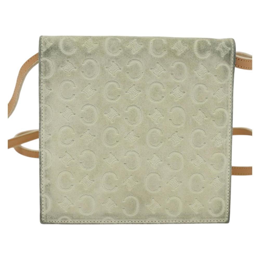 CELINE C Macadam Canvas Shoulder Wallet Suede White Auth 112493 - Picture 13 of 16